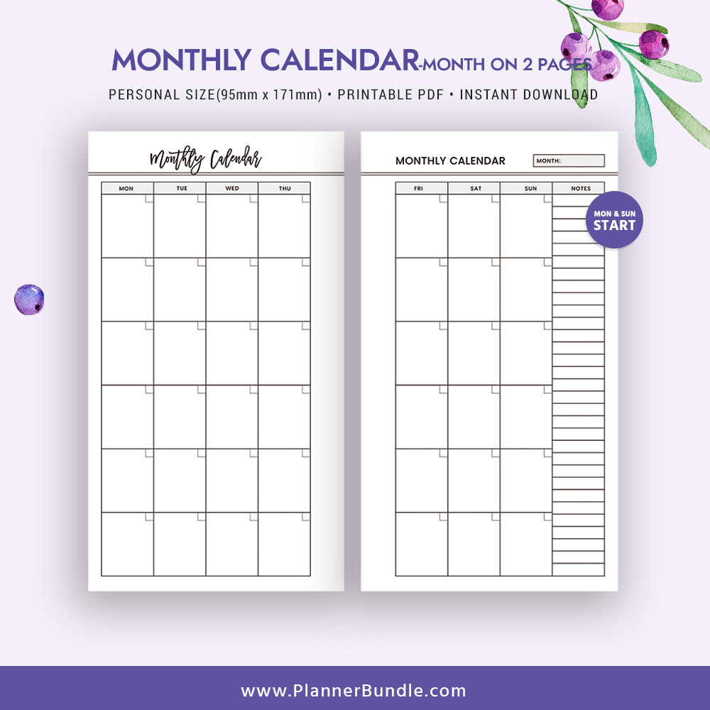2 page monthly calendar template 10