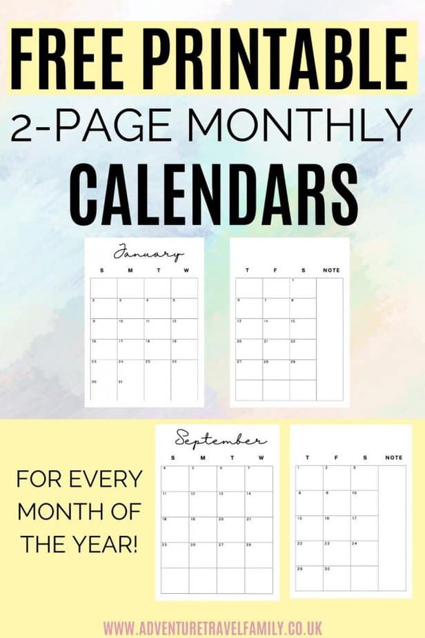 2 page monthly calendar template 11