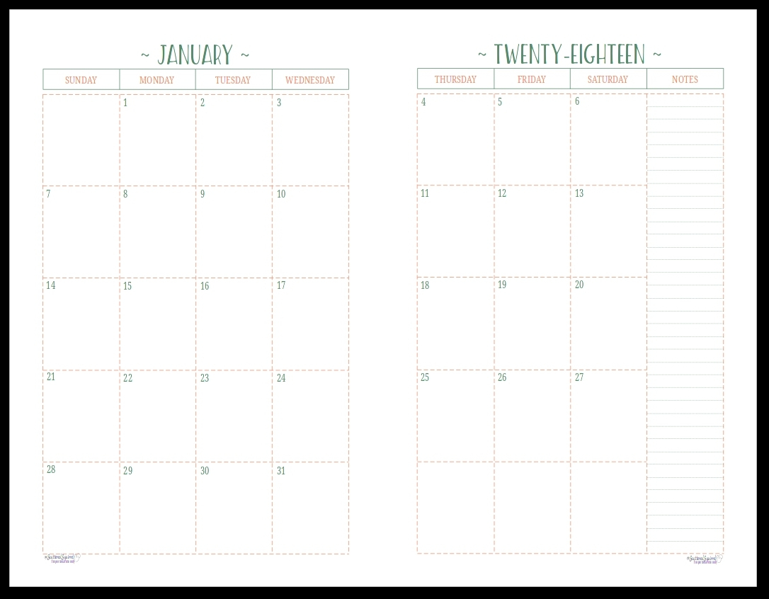 2 page monthly calendar template 12