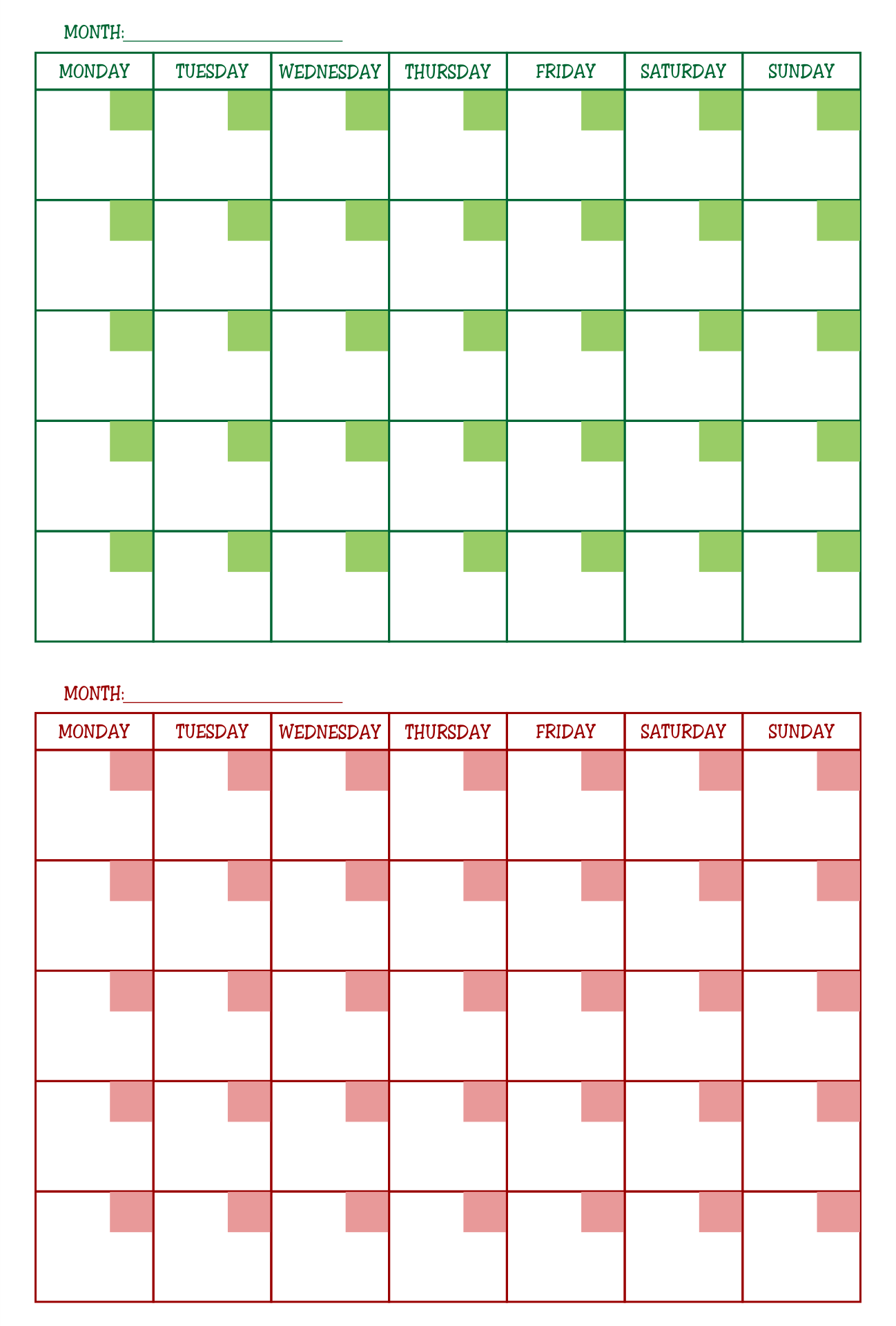 2 page monthly calendar template 18