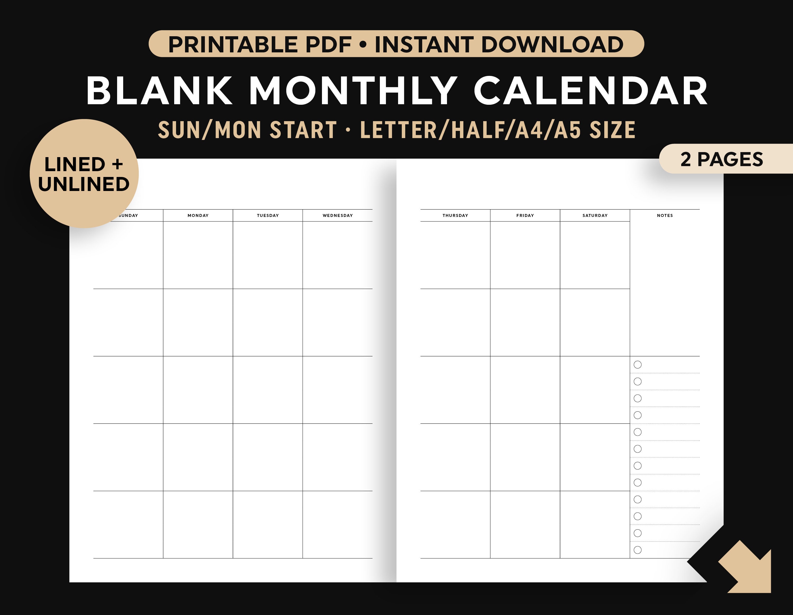 2 page monthly calendar template 19