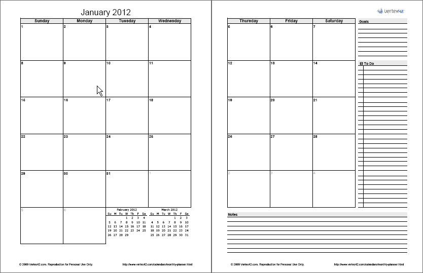 2 page monthly calendar template 26