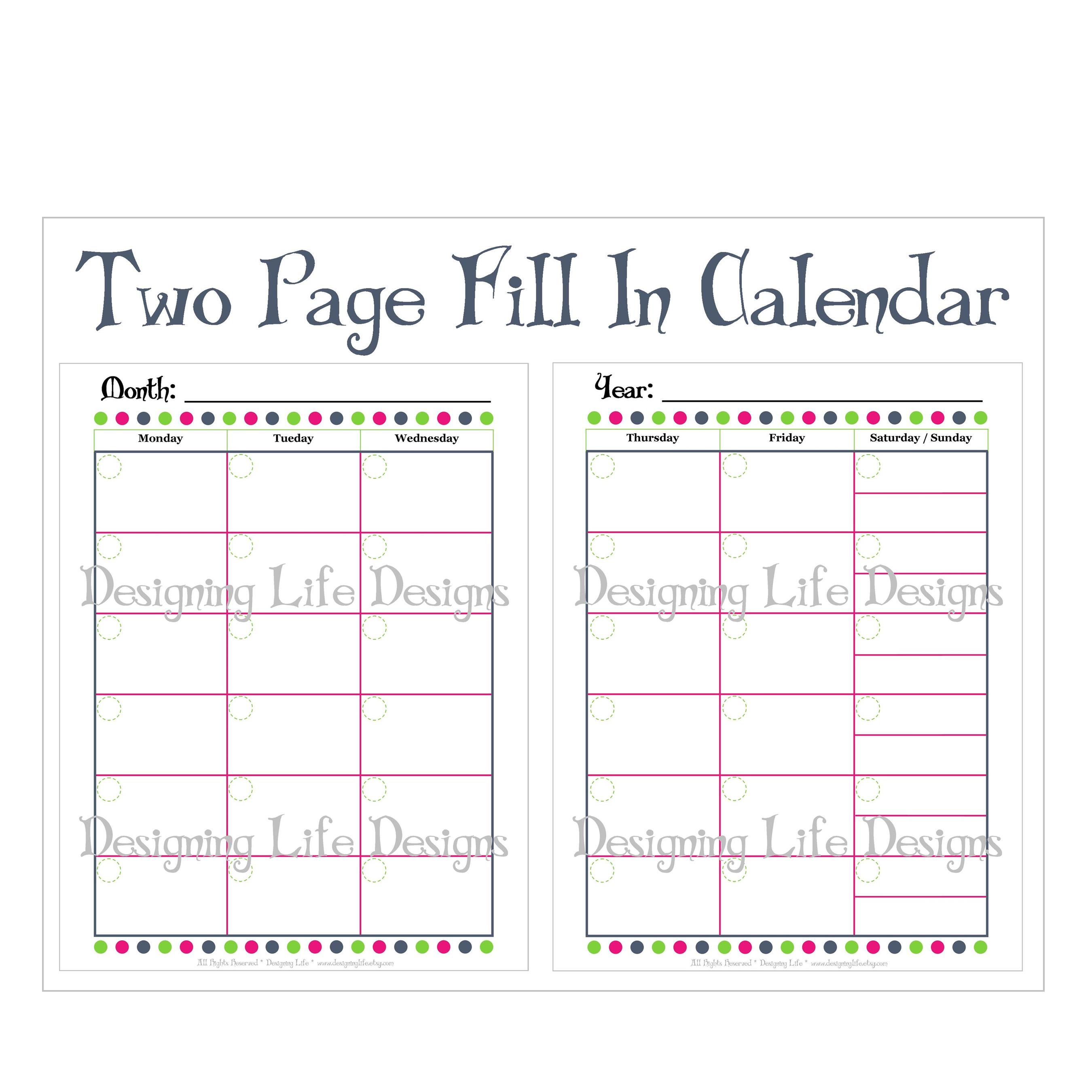 2 page monthly calendar template 3