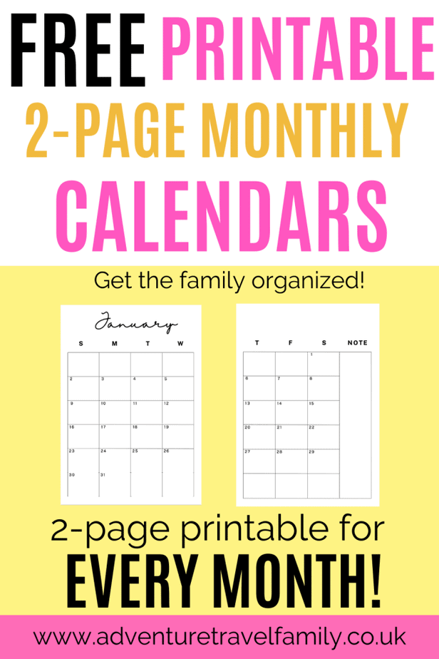 2 page monthly calendar template 4