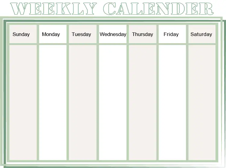 7 day calendar template printable 30