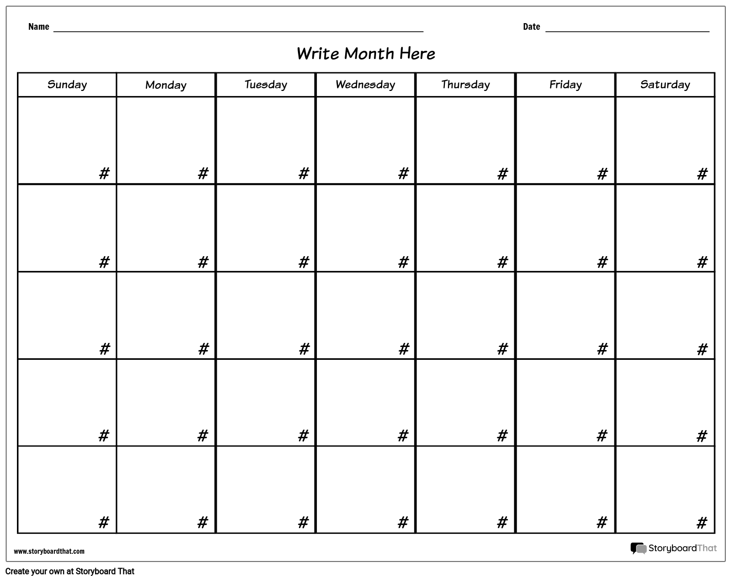 7 day calendar template printable 5