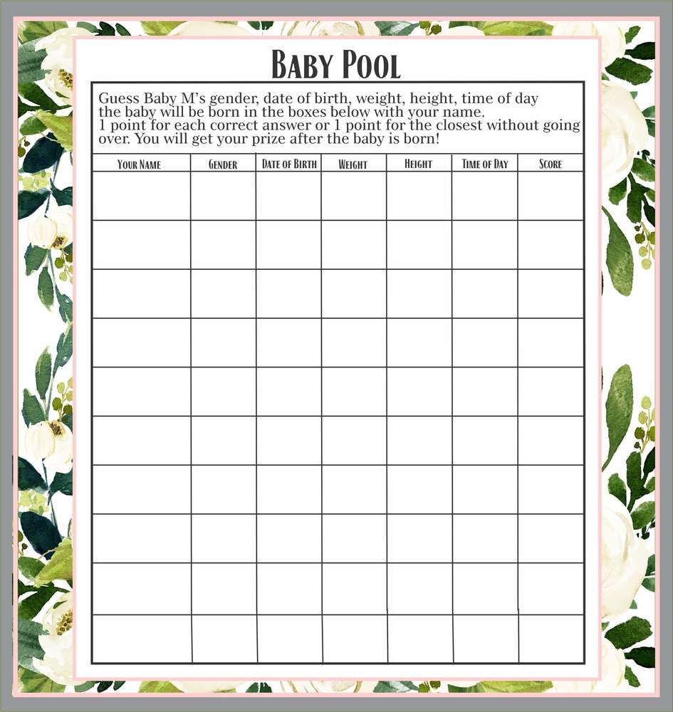 baby betting pool template printable 3