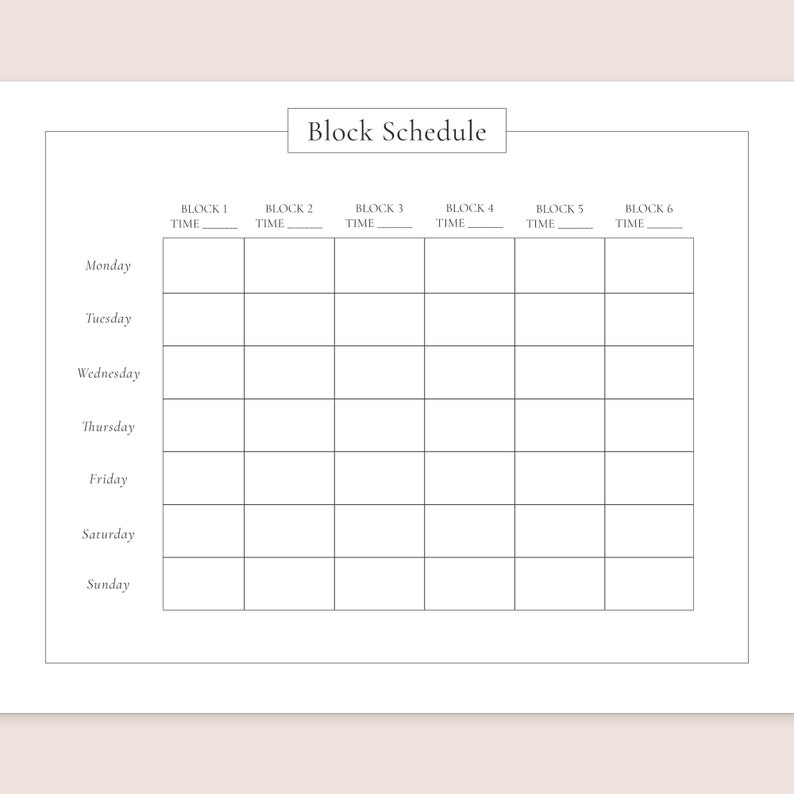black calendar template for blocking time in a day 2