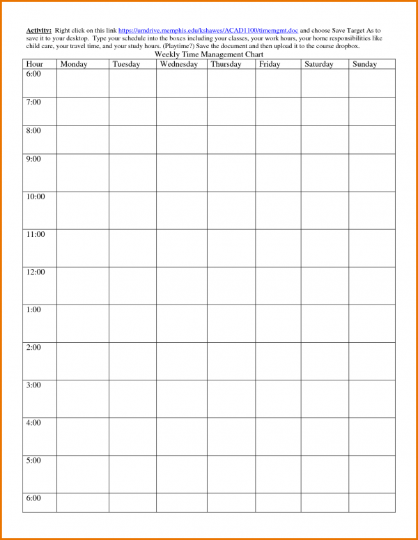 black calendar template for blocking time in a day 3