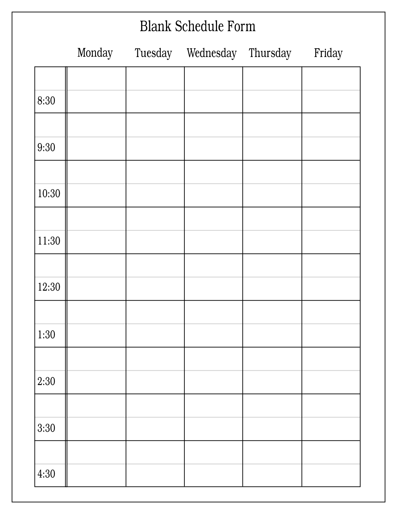 blank 2 week schedule template 3