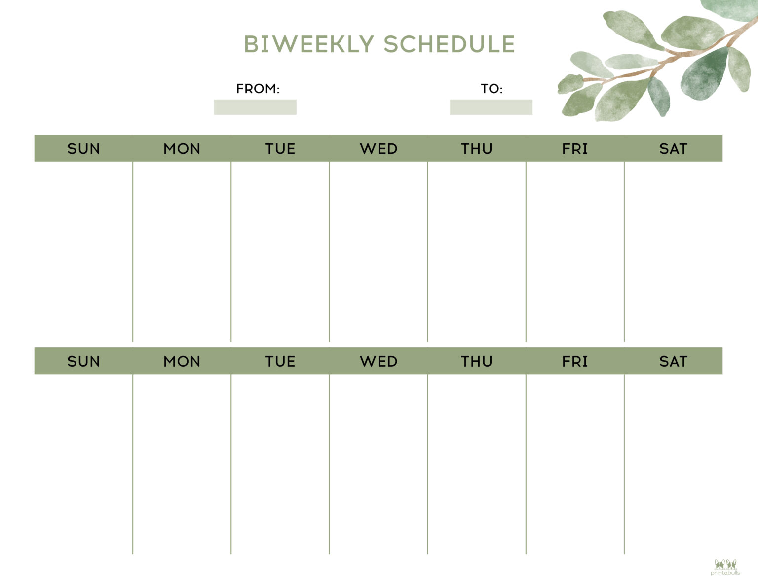 blank 2 week schedule template 6
