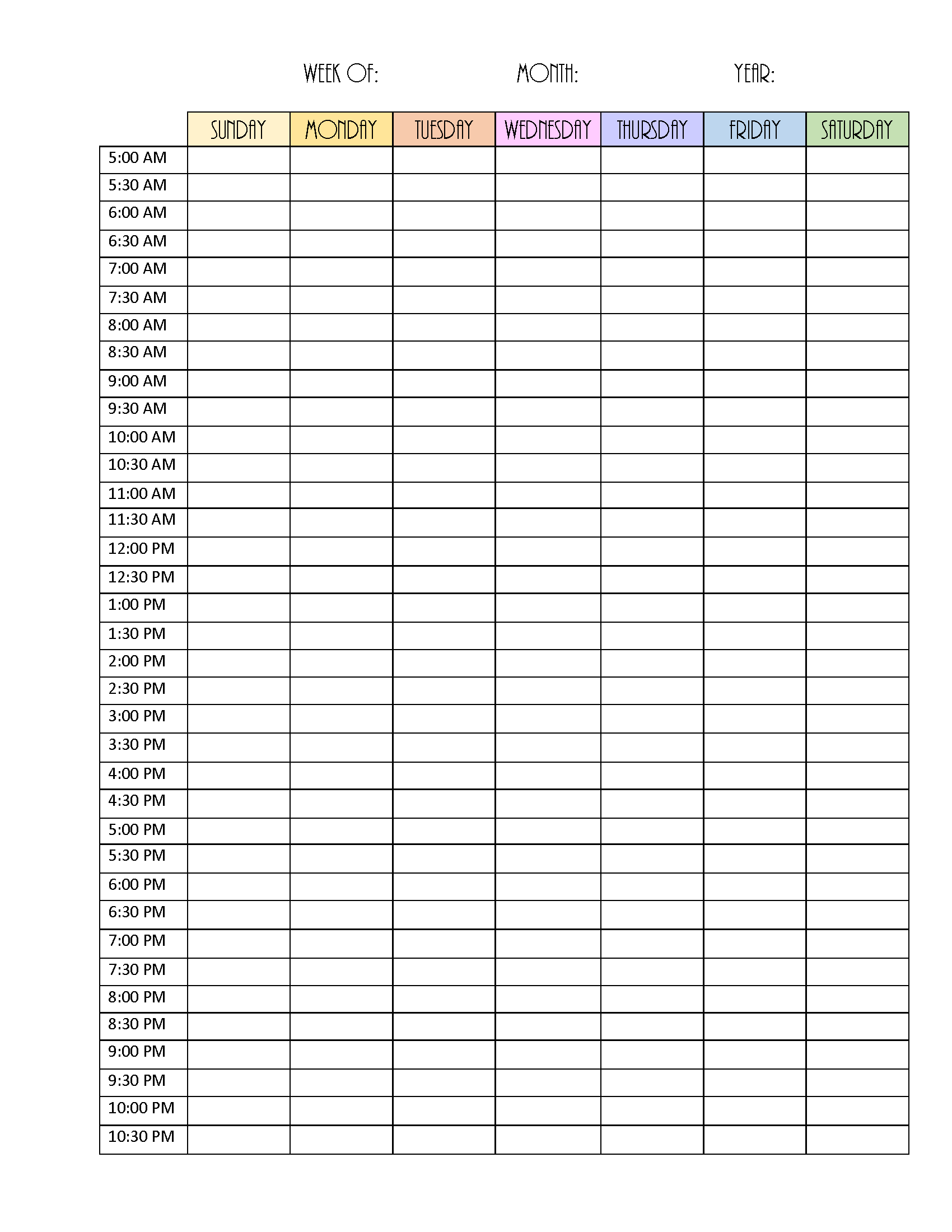 blank 2 week schedule template 8