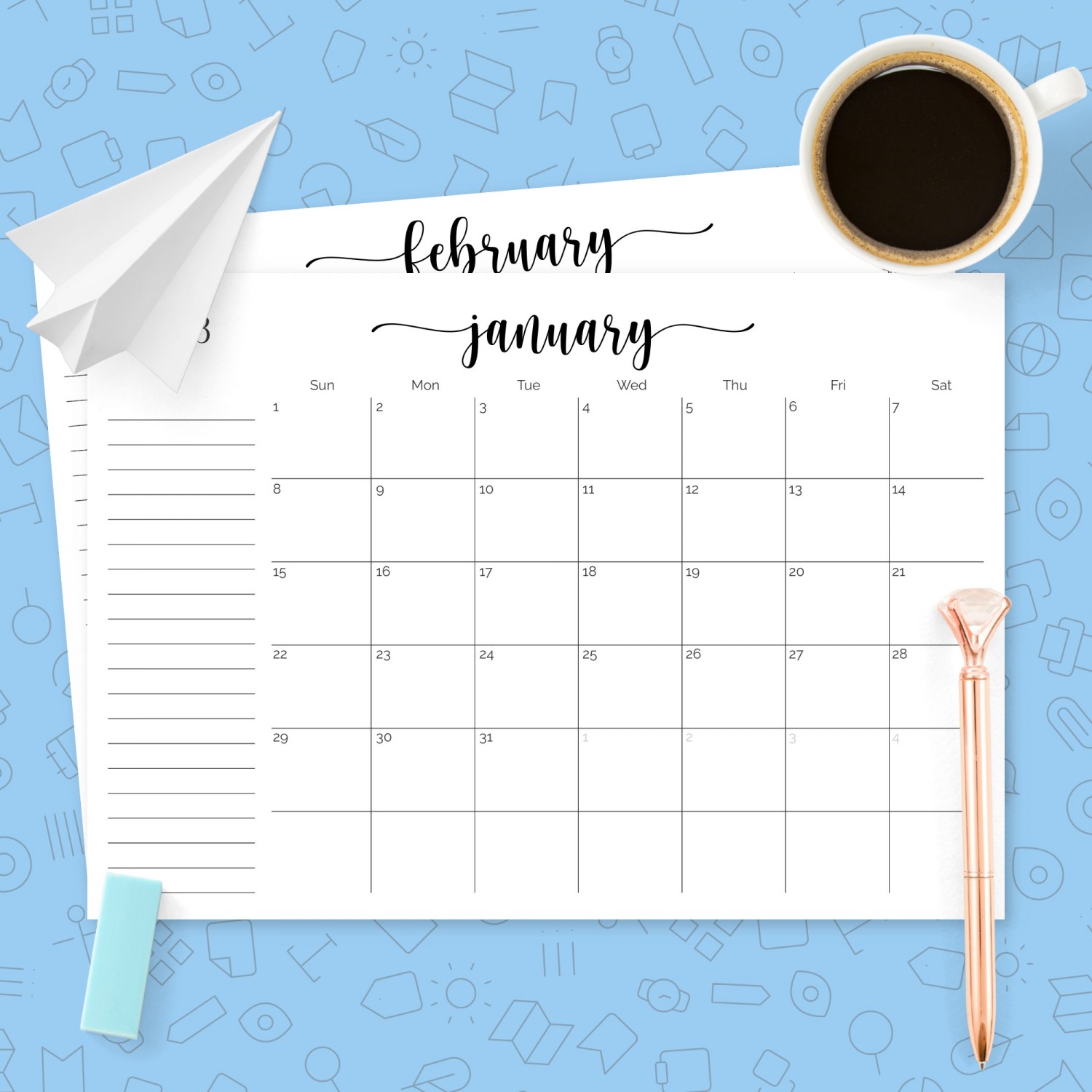 calendar template with notes section 14
