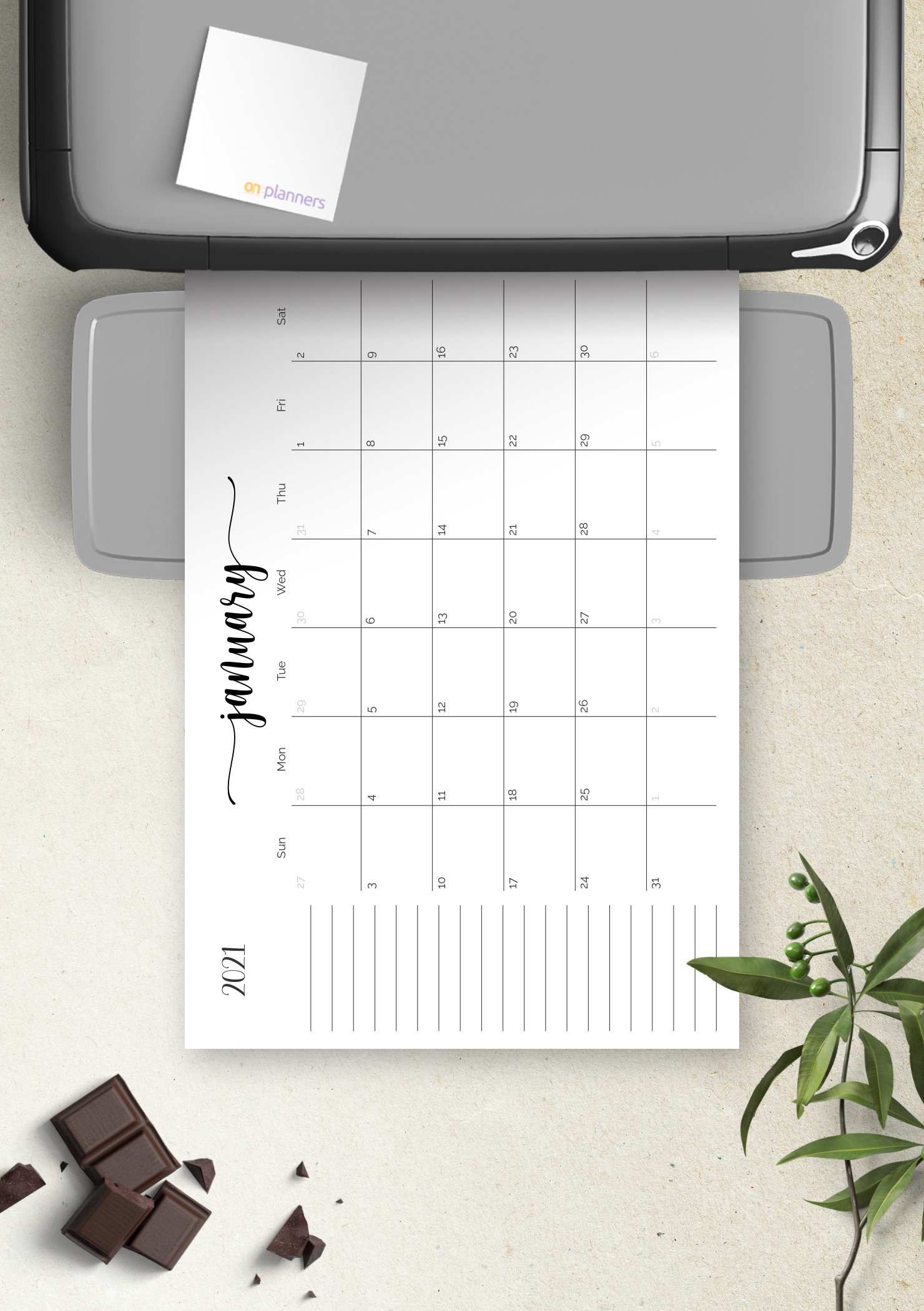 calendar template with notes section 2