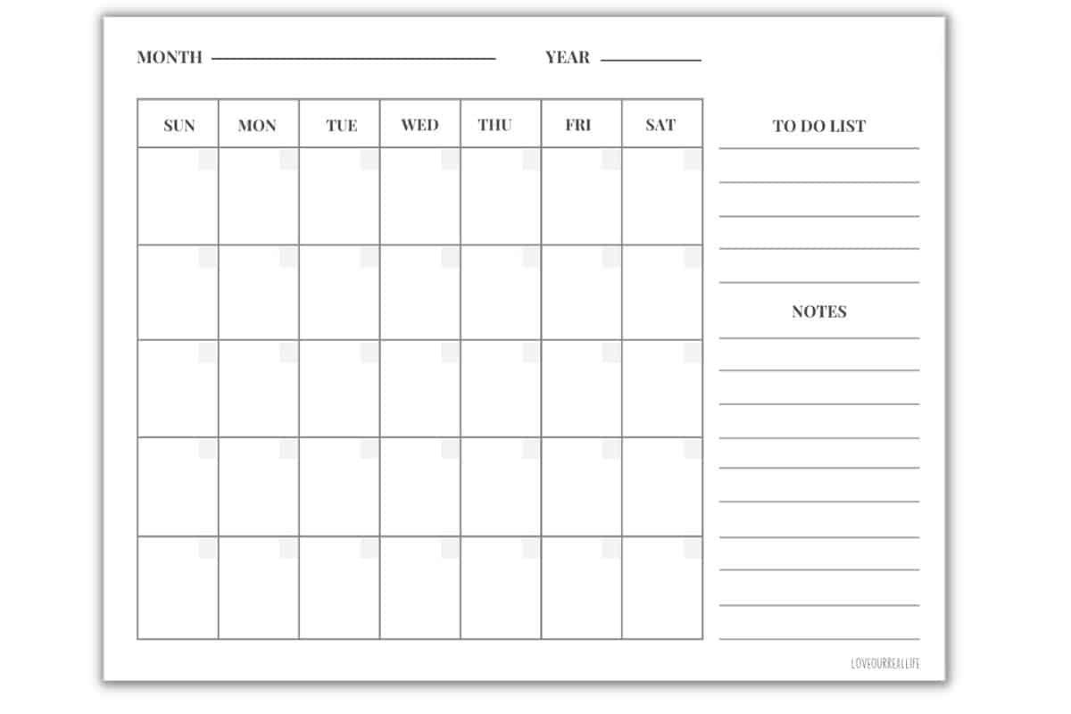 calendar template with notes section 23