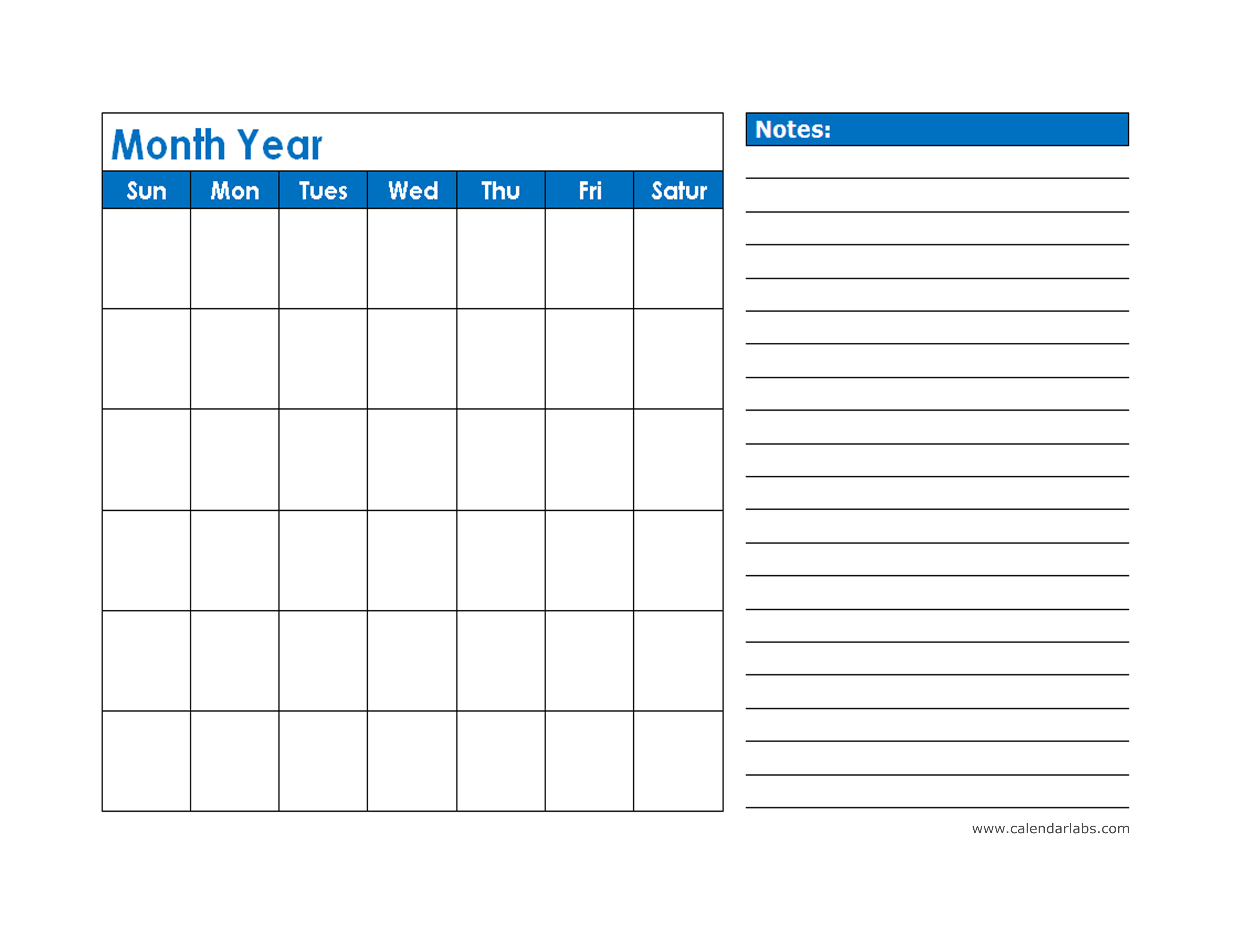 calendar template with notes section 31