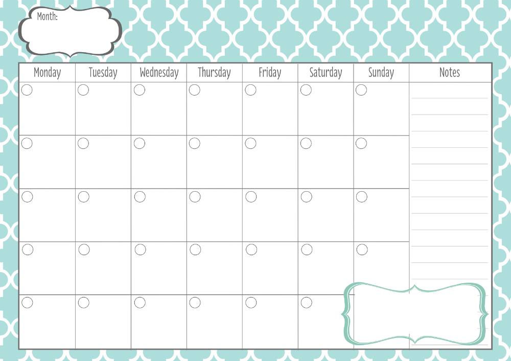 calendar template with notes section 39