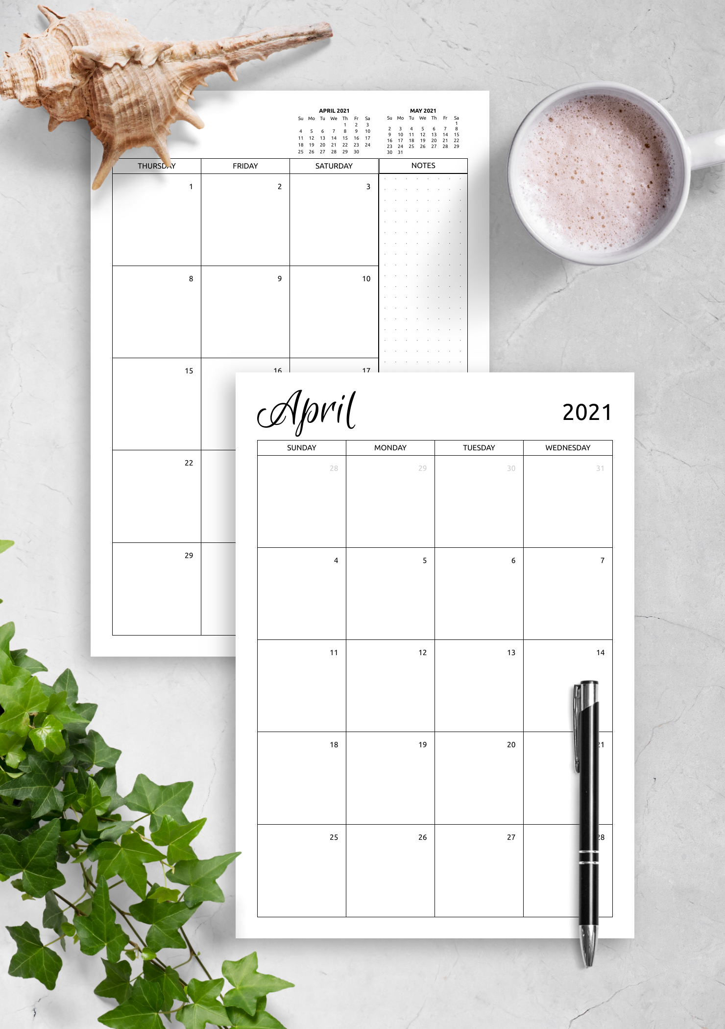 calendar template with notes section 48
