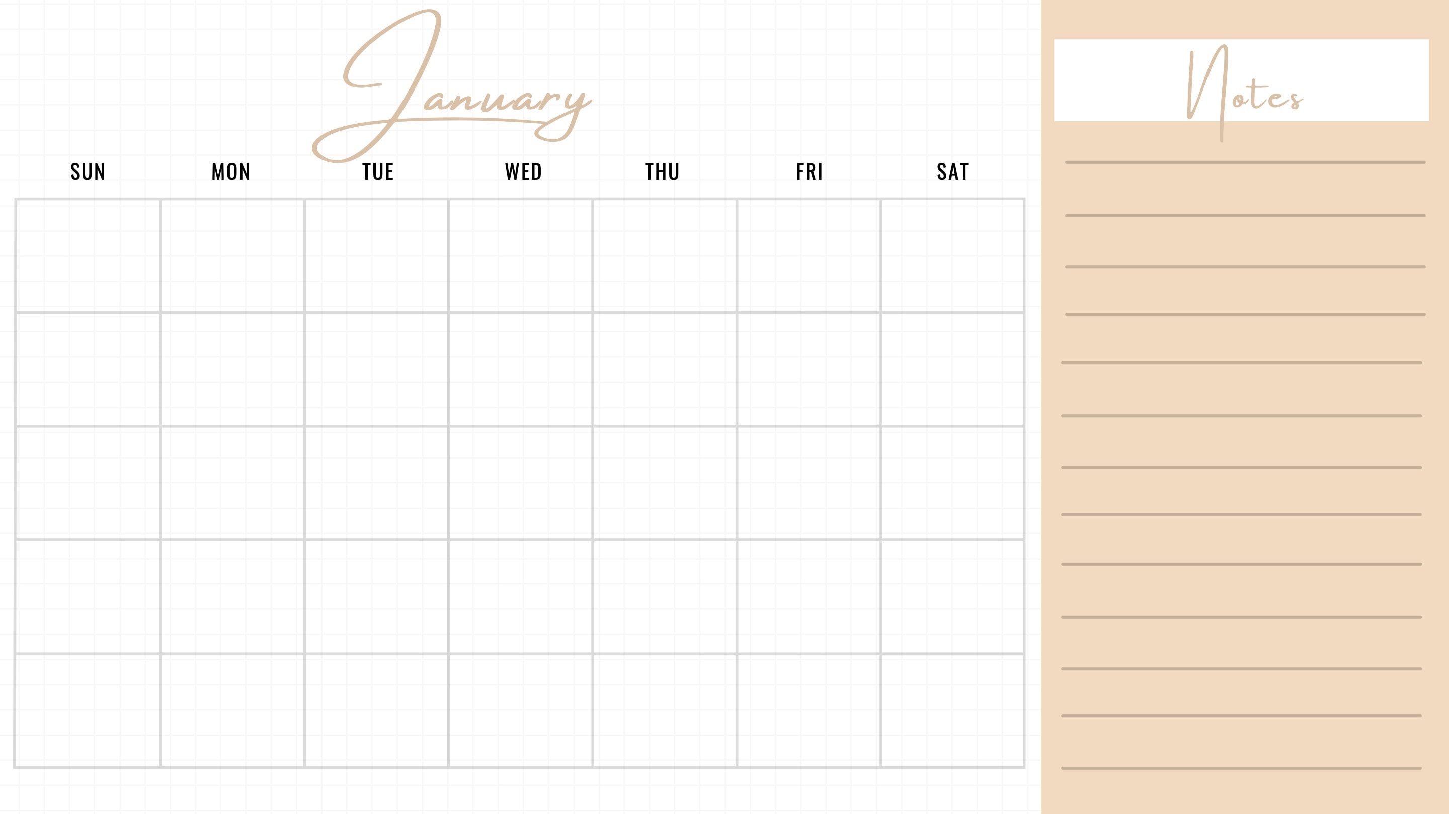 calendar template with notes section 5