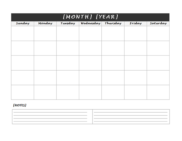 calendar template with notes section 9