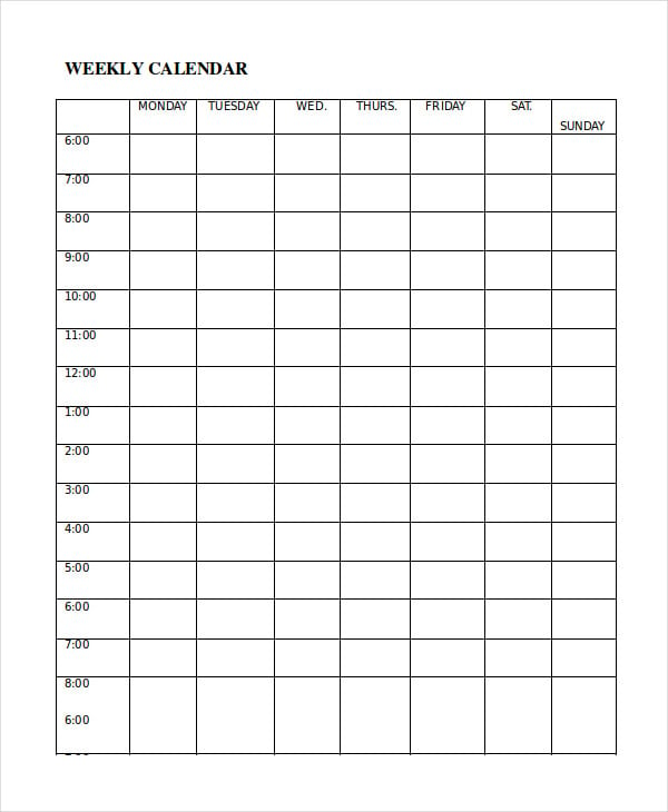 eight week calendar template 30