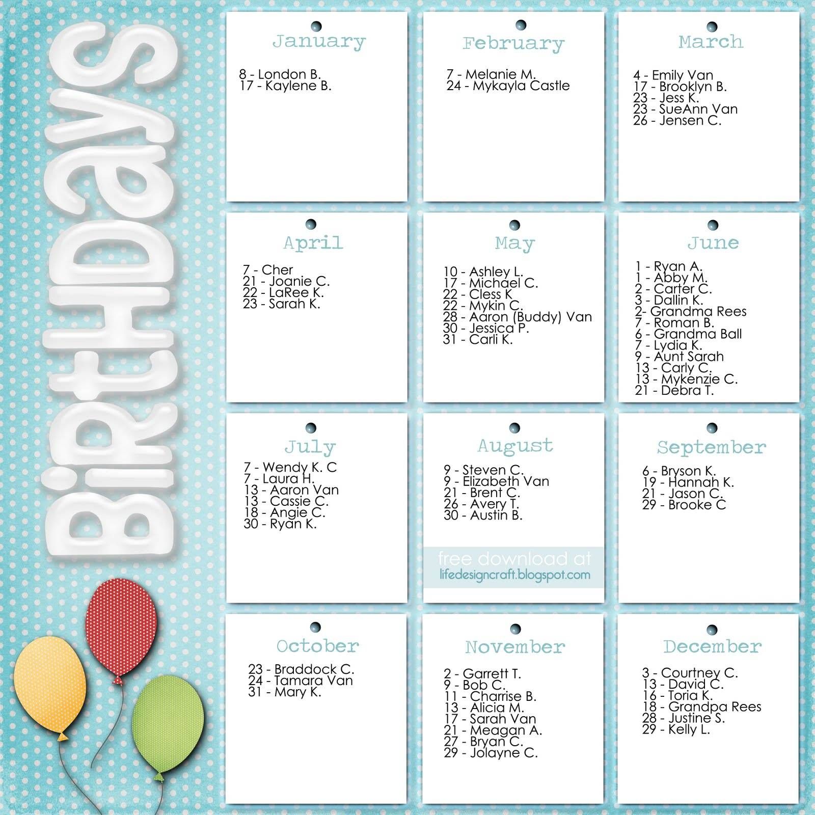 free birthday calendar for the workplace 10