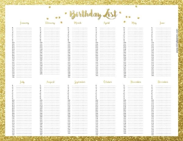 free birthday calendar for the workplace 24