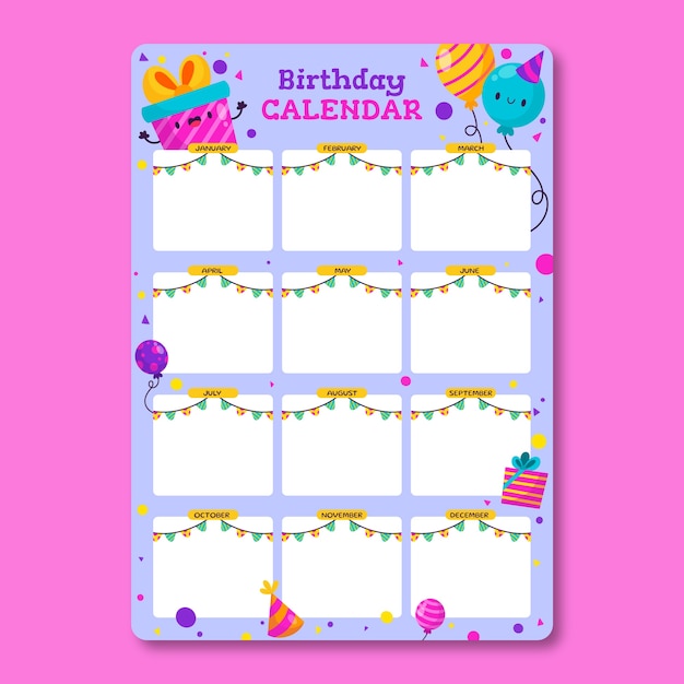 free editable birthday calendar 16