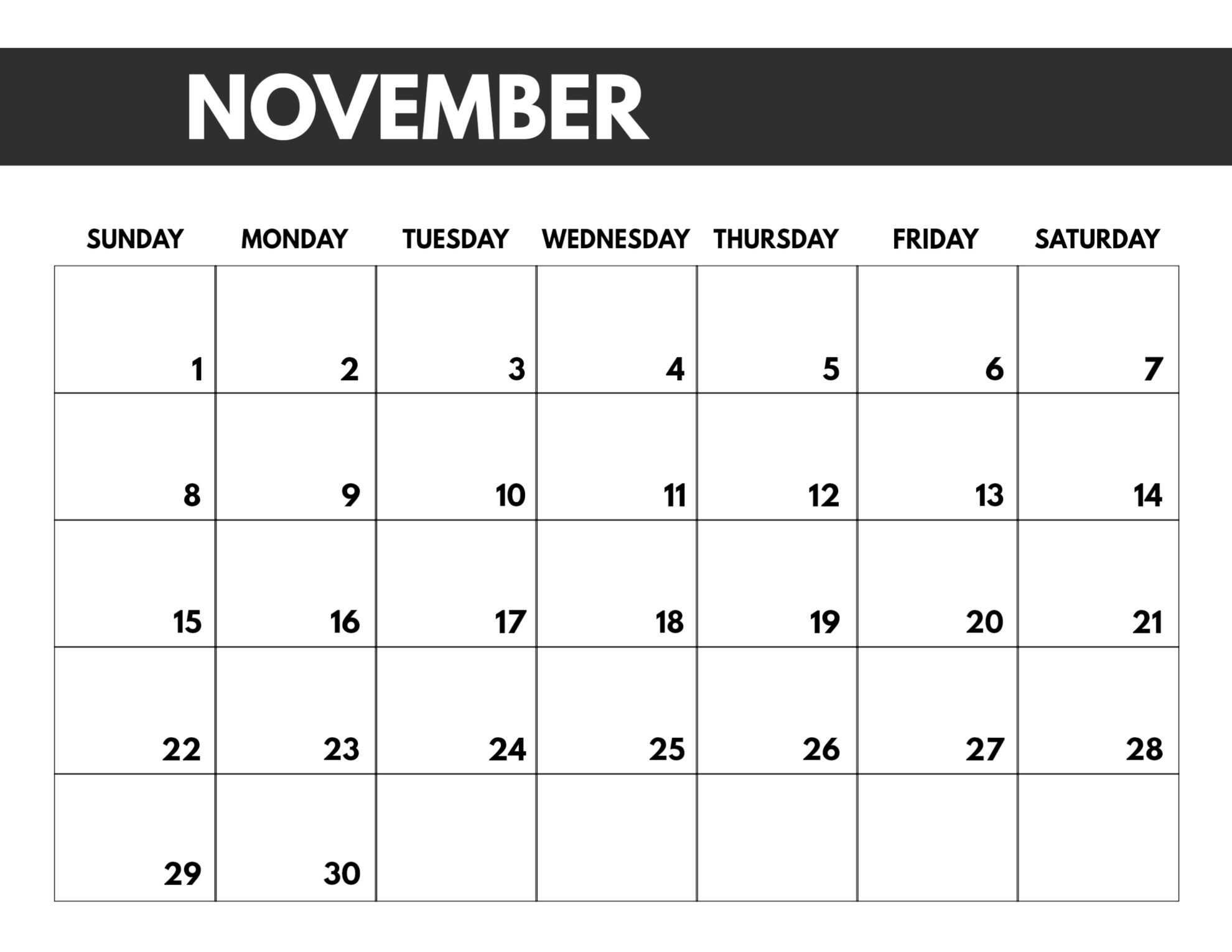 free printable calendar large blocks 3