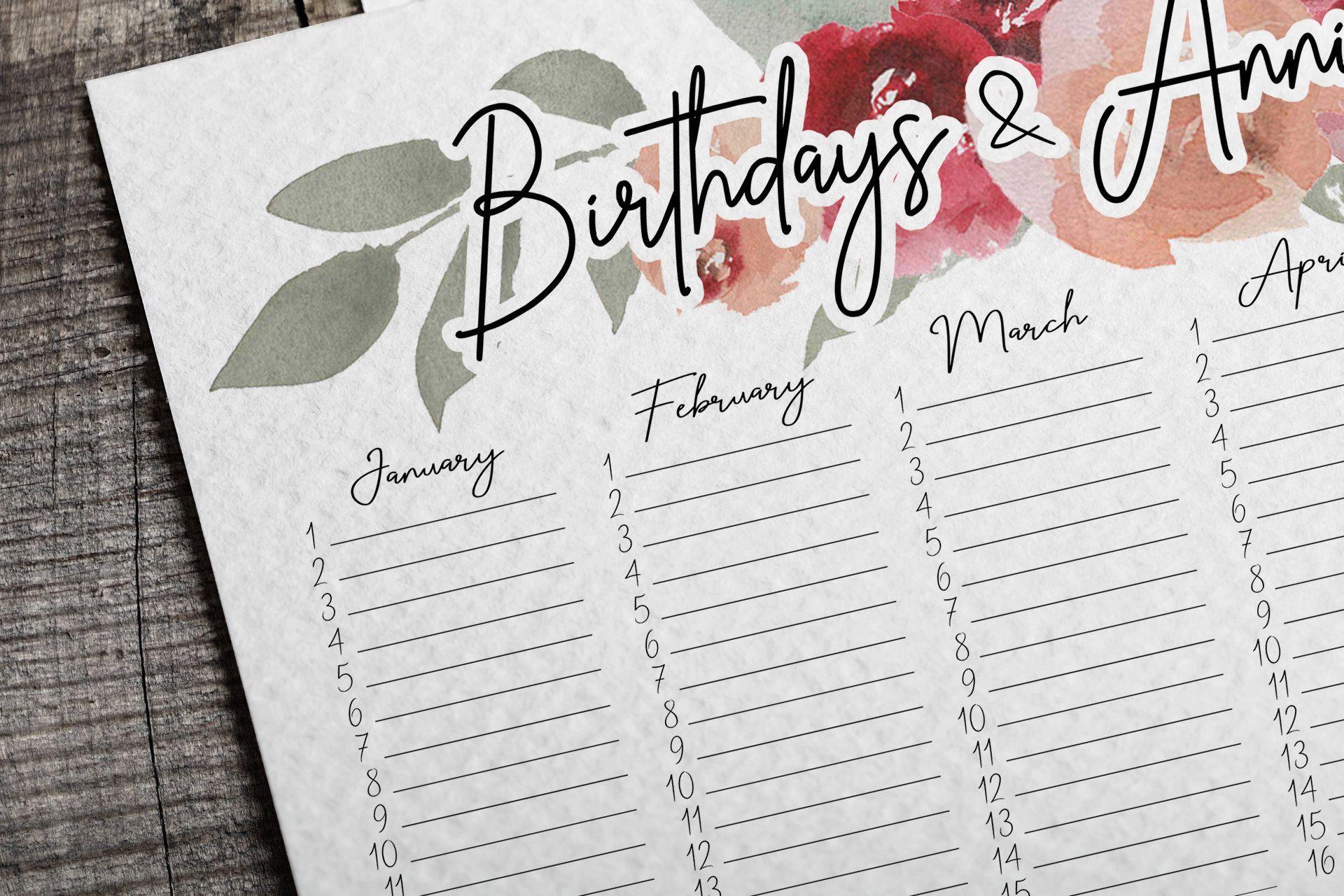 perpetual birthday and anniversary calendar printable 3