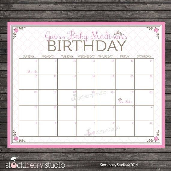 pick the due date calendar template free 11