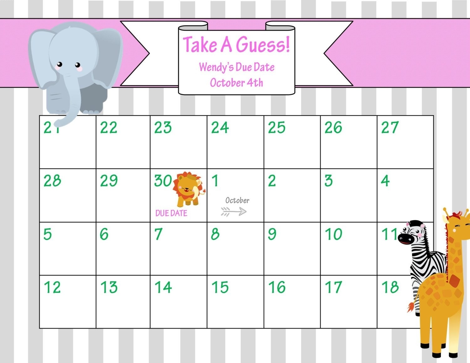 pick the due date calendar template free 17