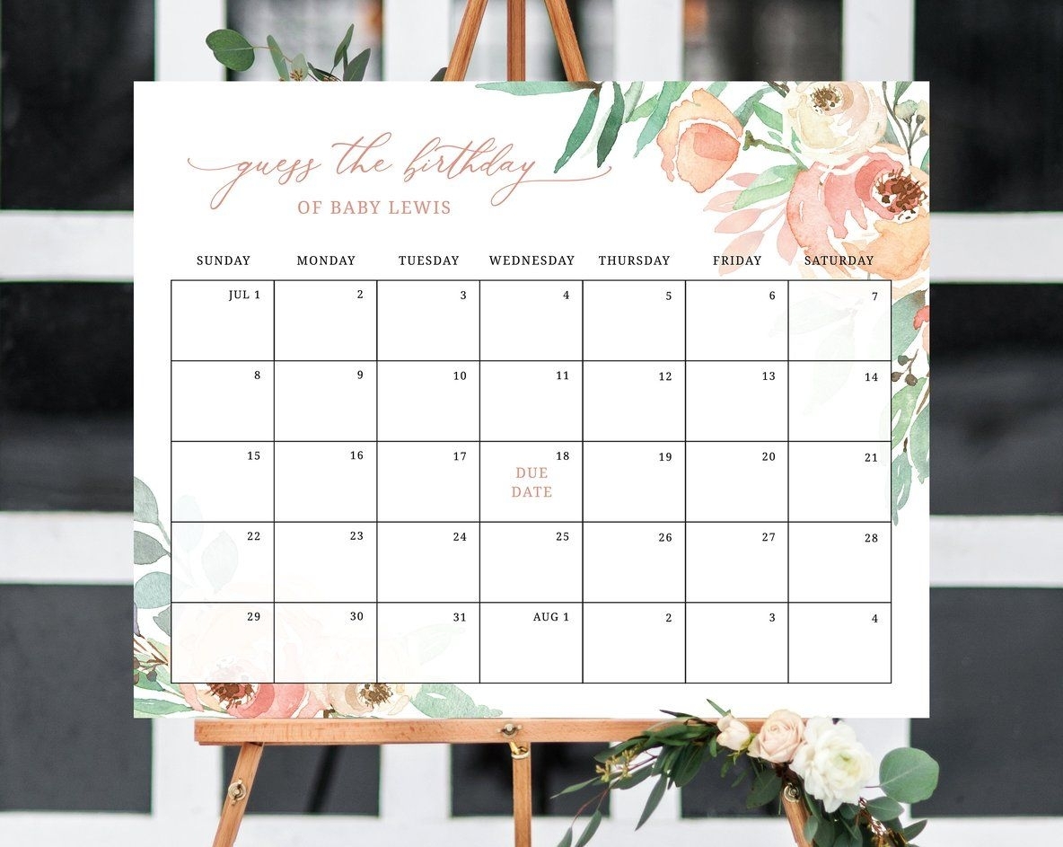 pick the due date calendar template free 24