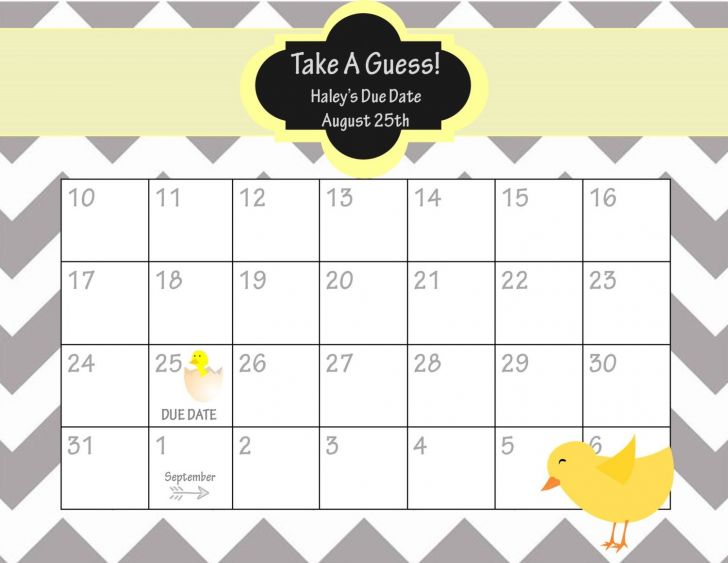 pick the due date calendar template free 33