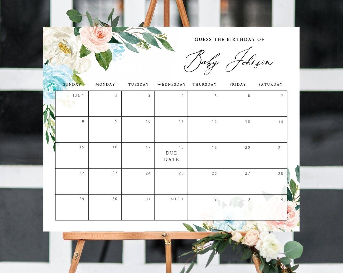 pick the due date calendar template free 36