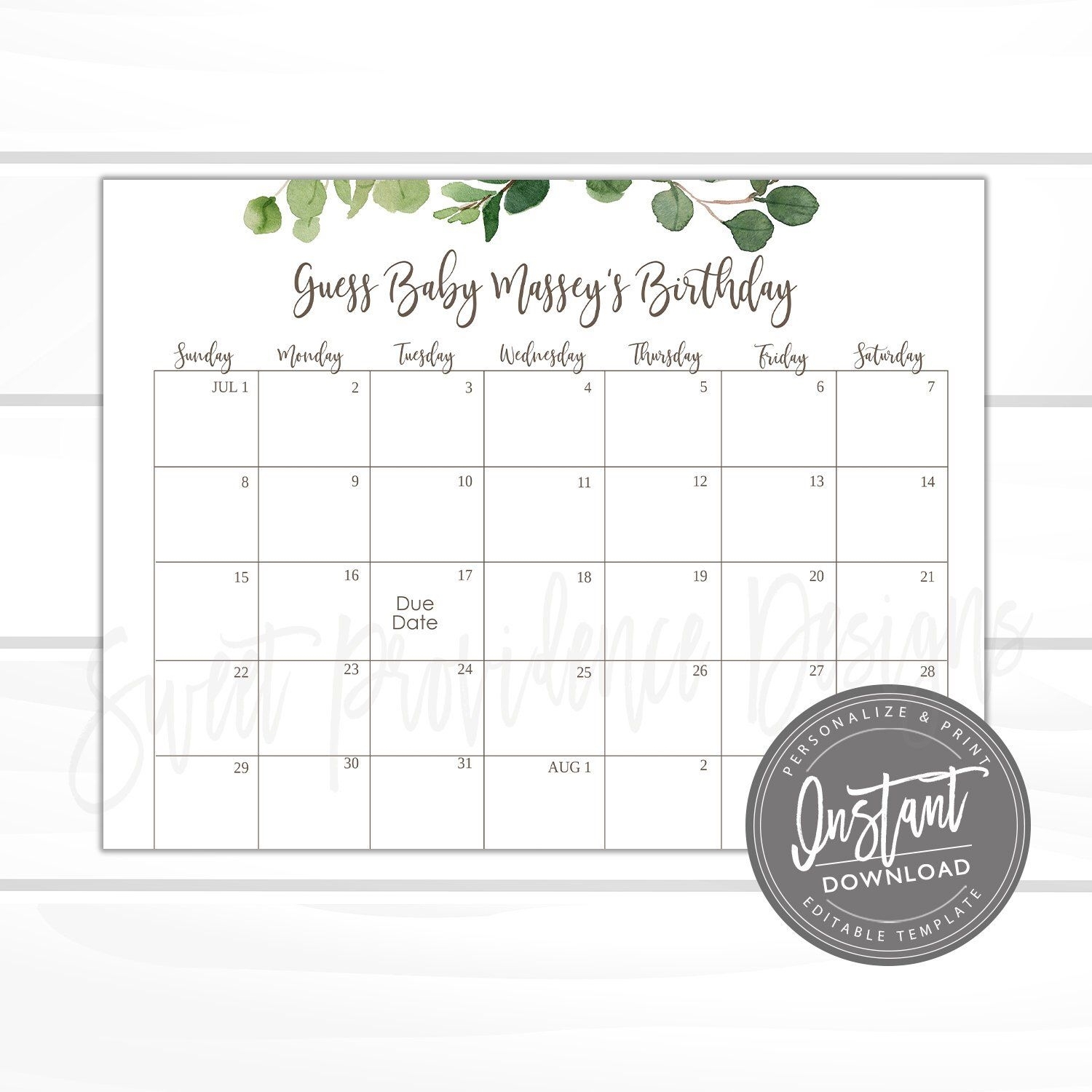 pick the due date calendar template free 41