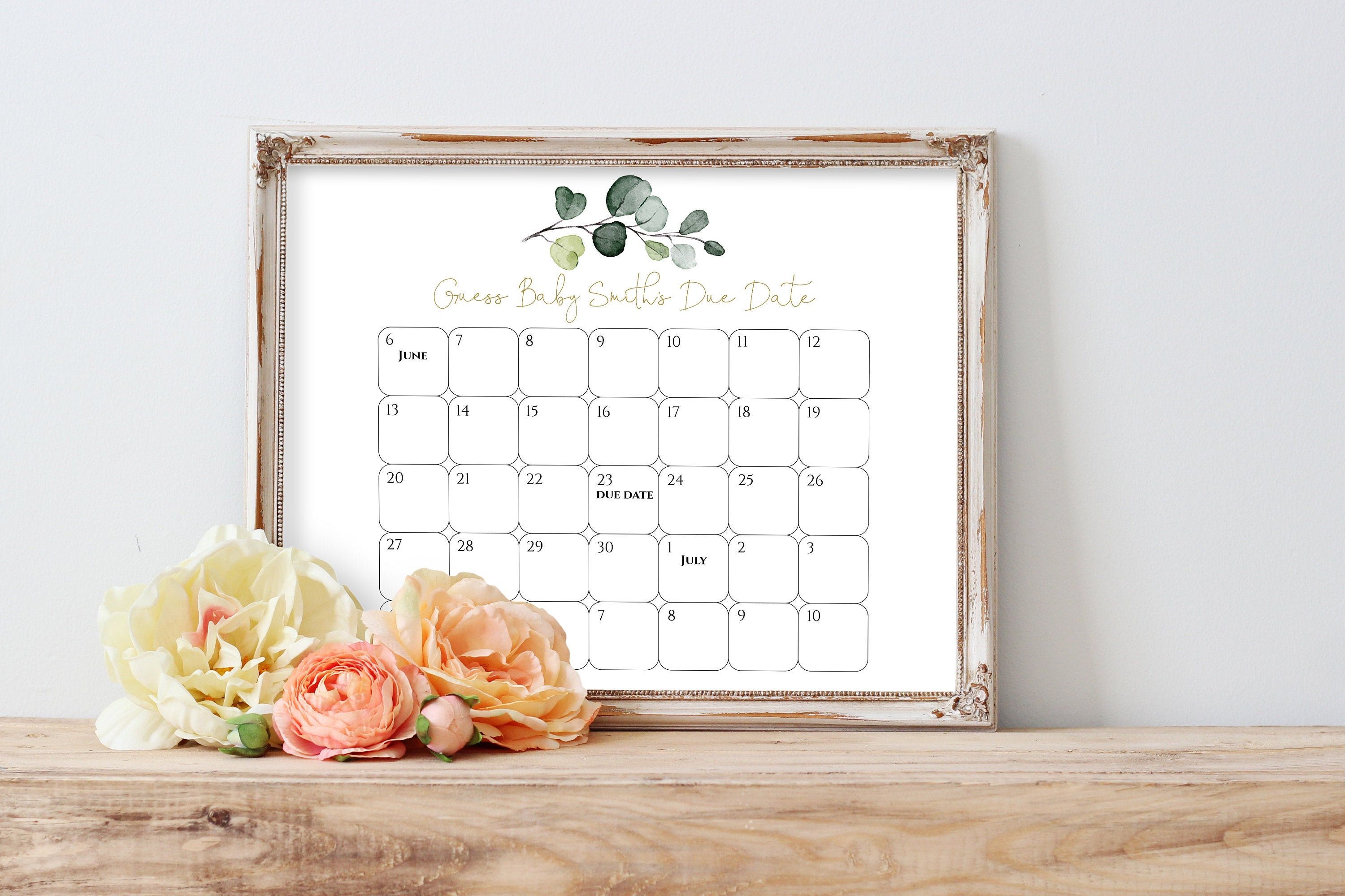 pick the due date calendar template free 52