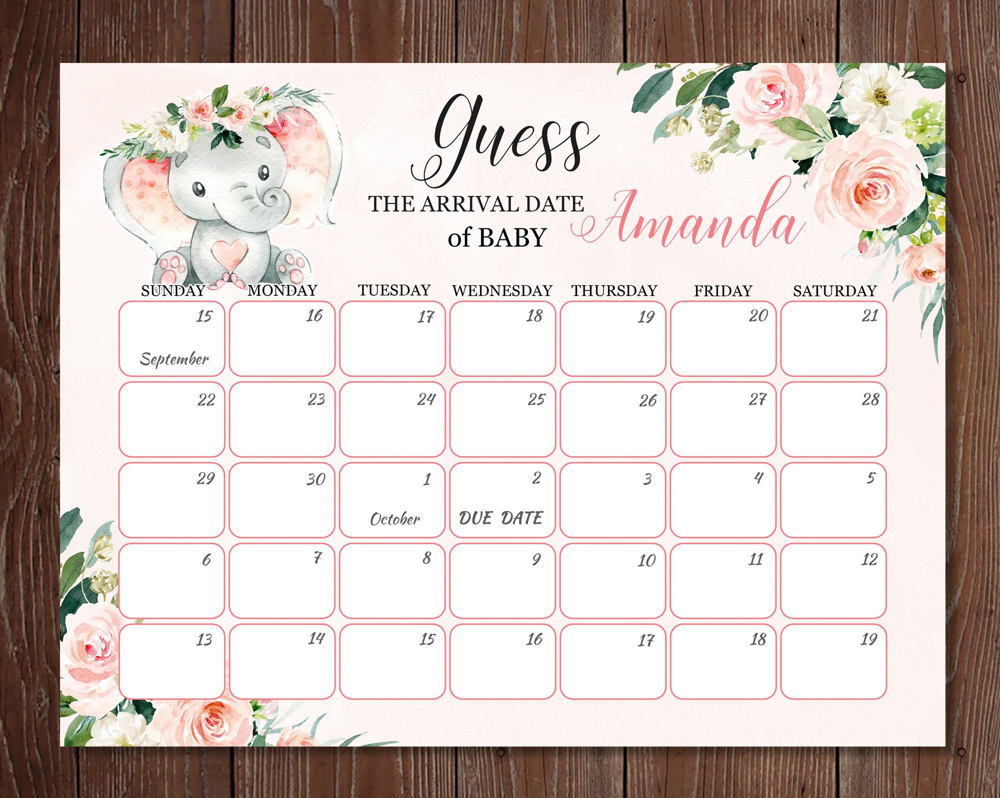pick the due date calendar template free 62