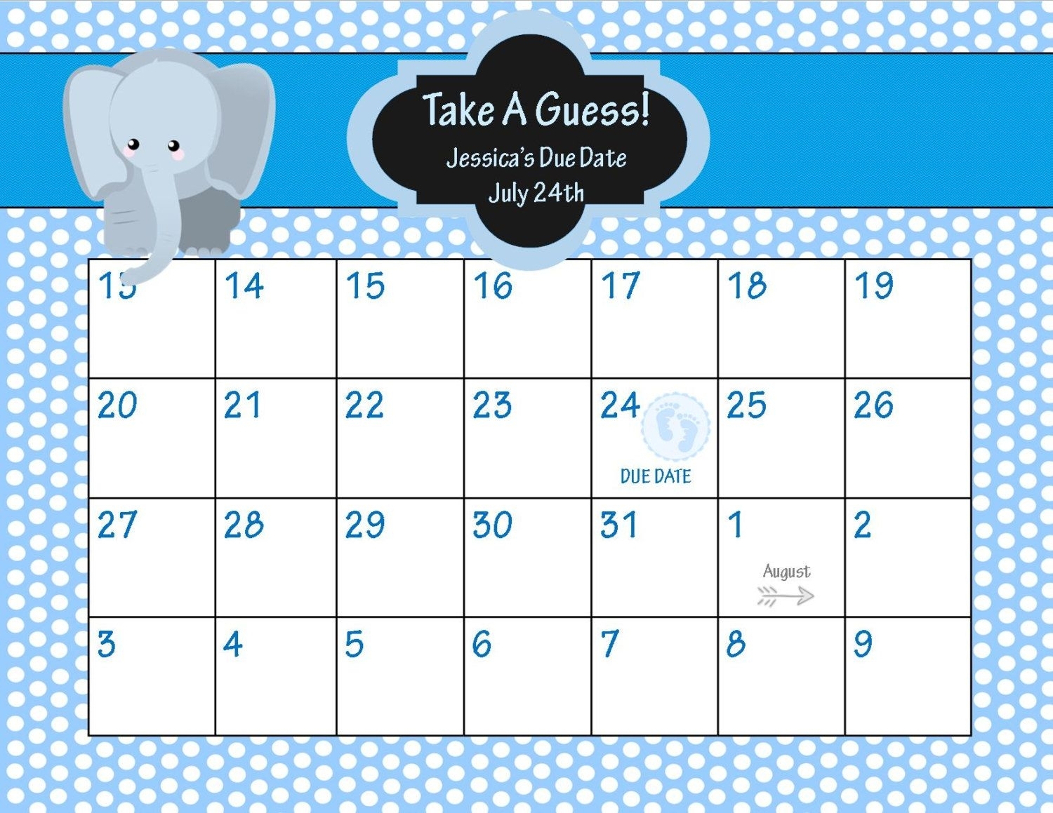 pick the due date calendar template free 8