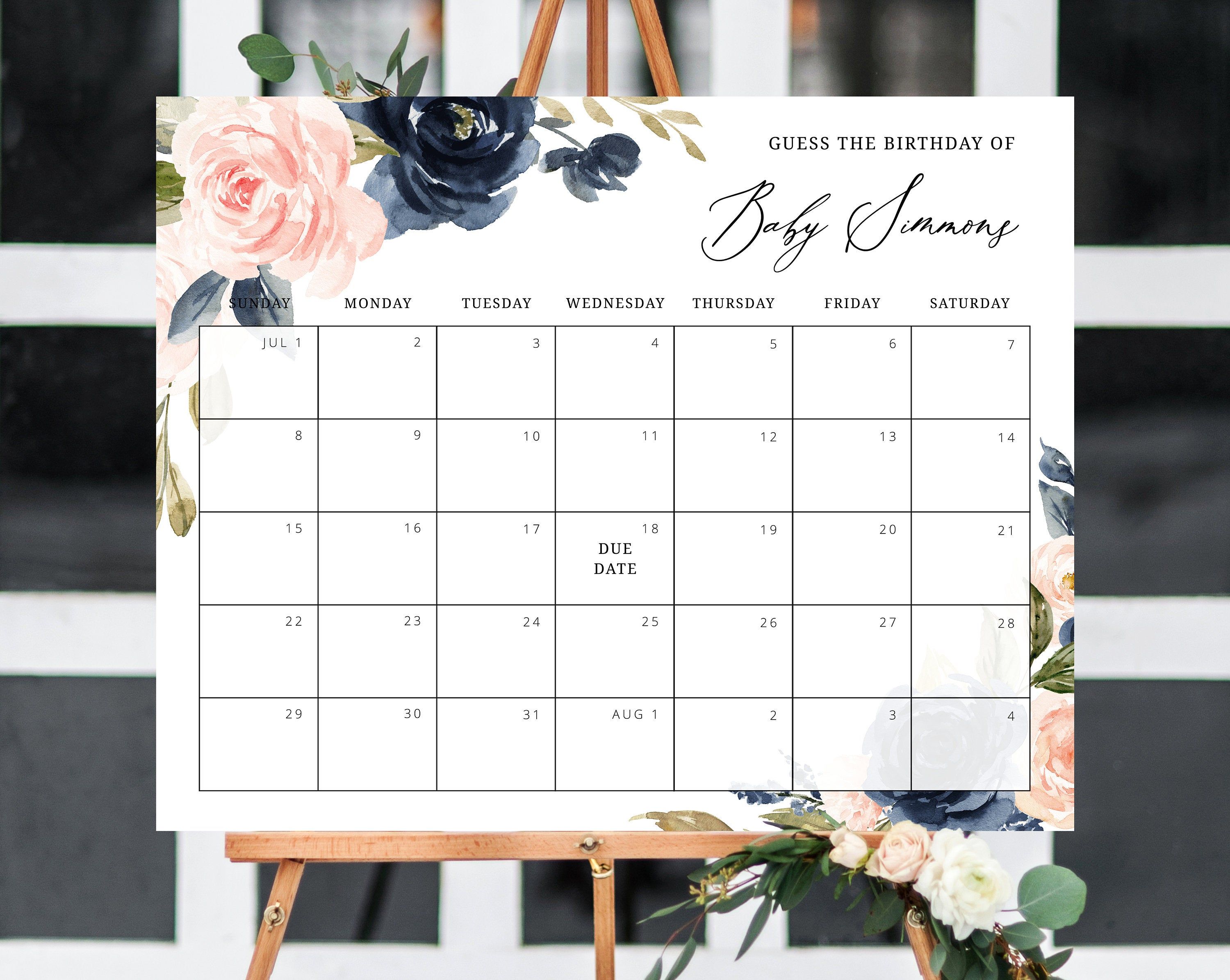pick the due date calendar template free 9