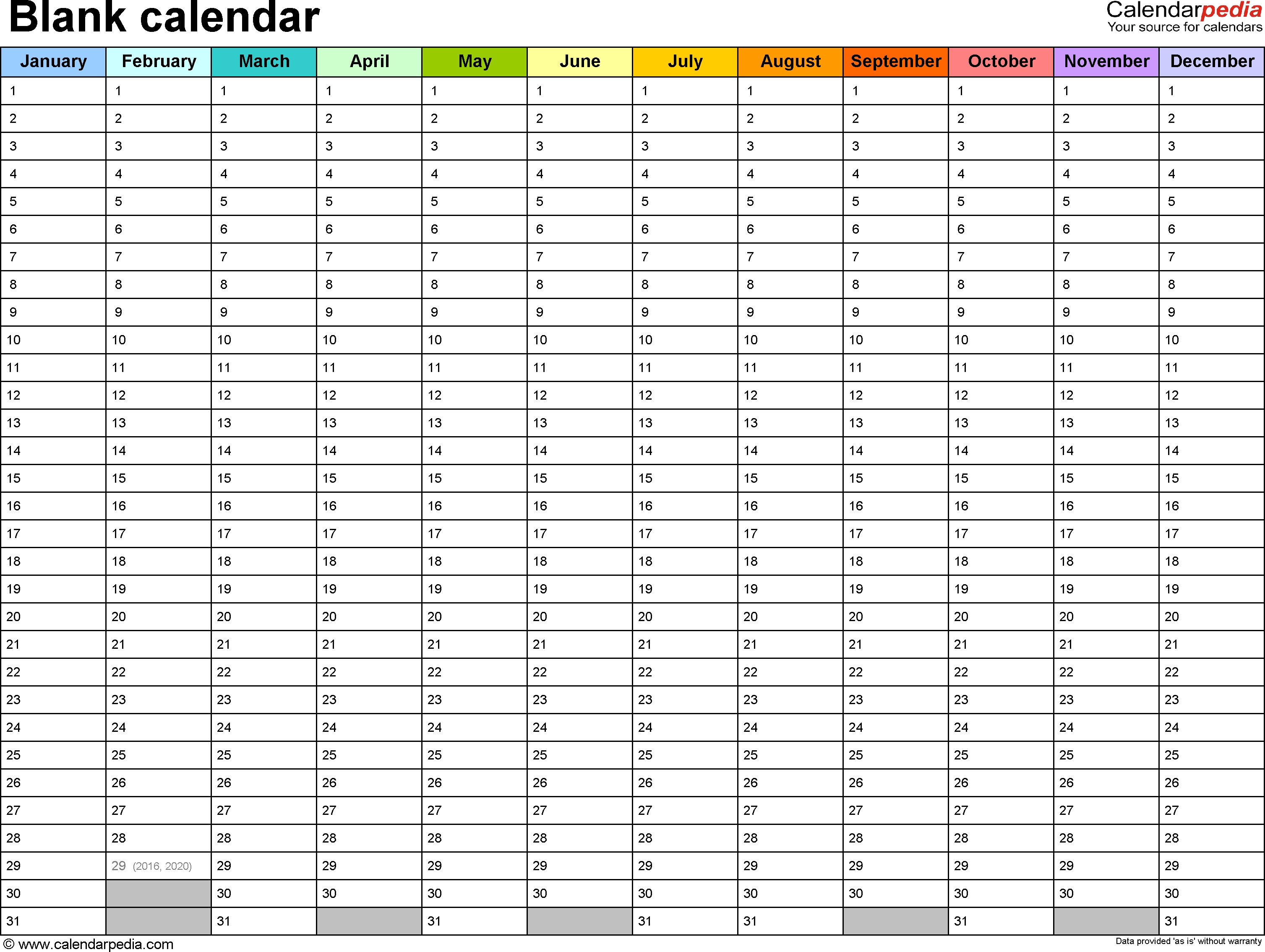 printable multi year calendars on one page 6