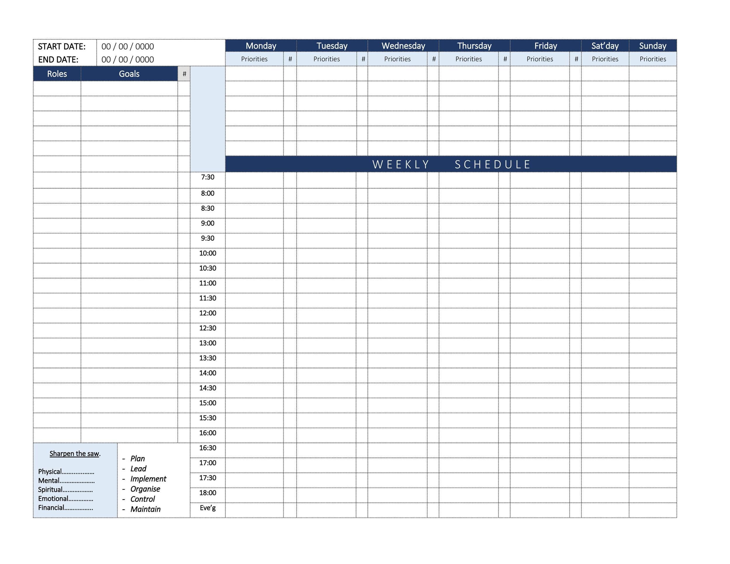 propsed calendar for work outs on excel 27