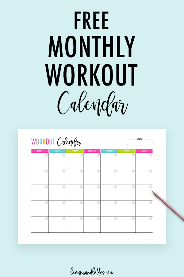 propsed calendar for work outs on excel 50