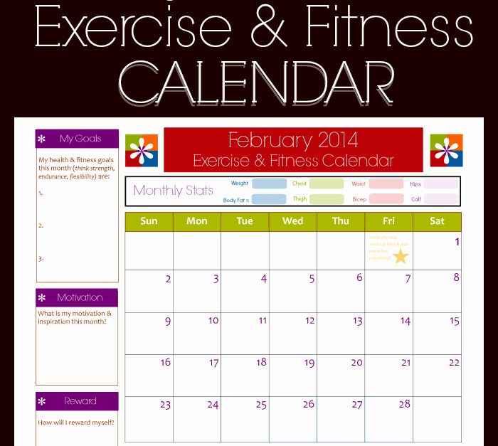 propsed calendar for work outs on excel 6