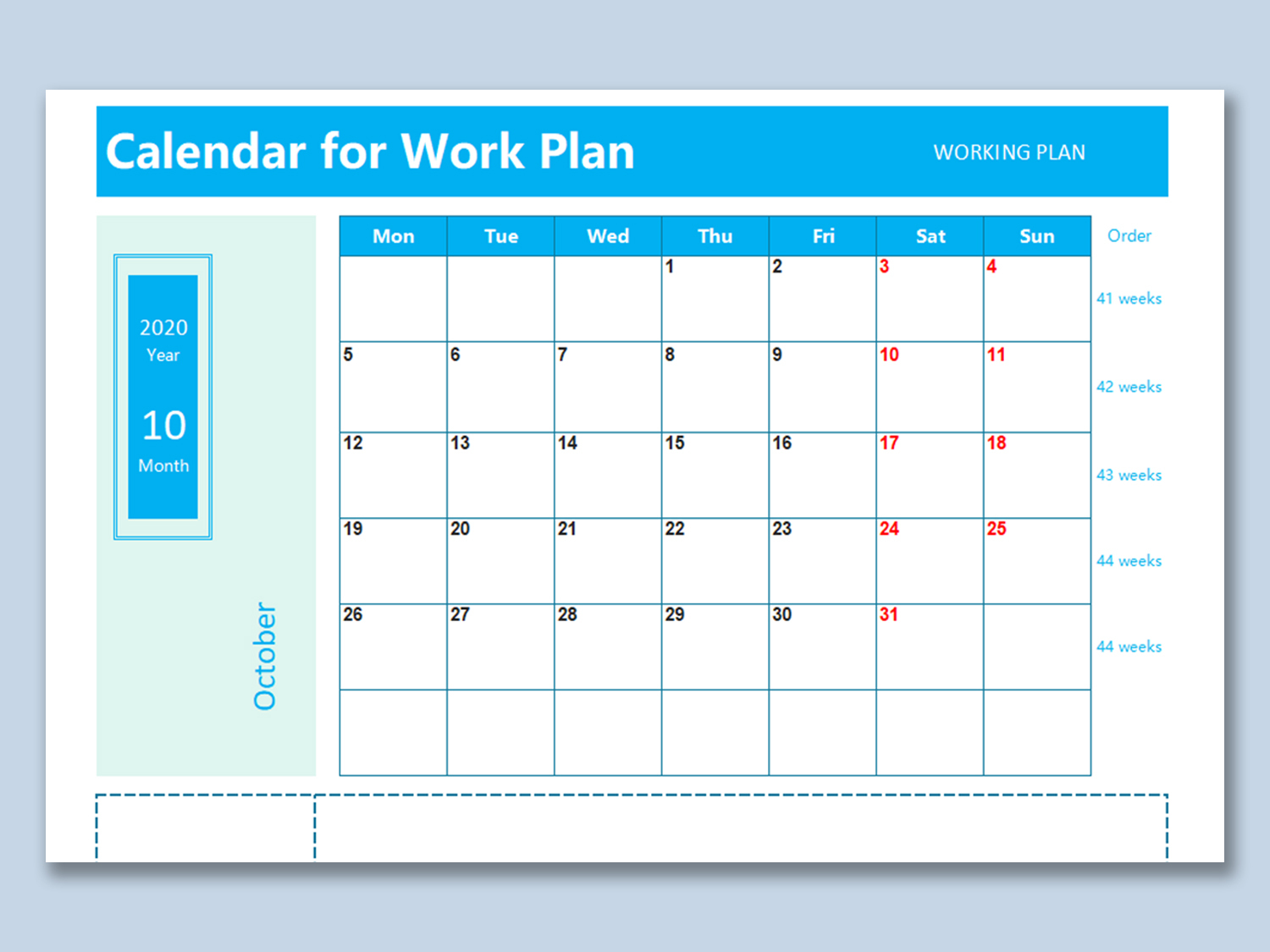 propsed calendar for work outs on excel 9