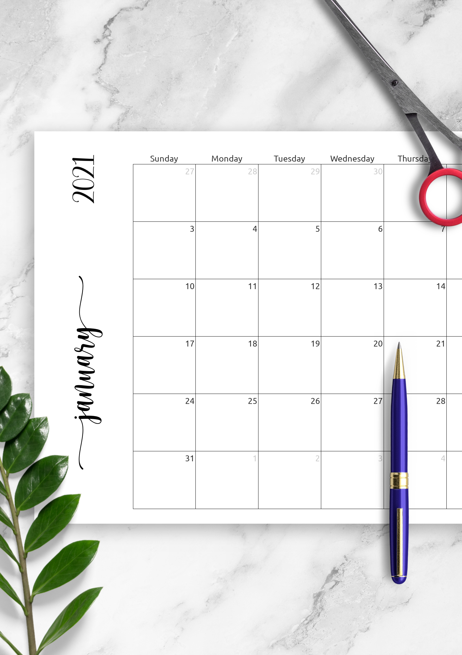 ruled monthly calendar template 12