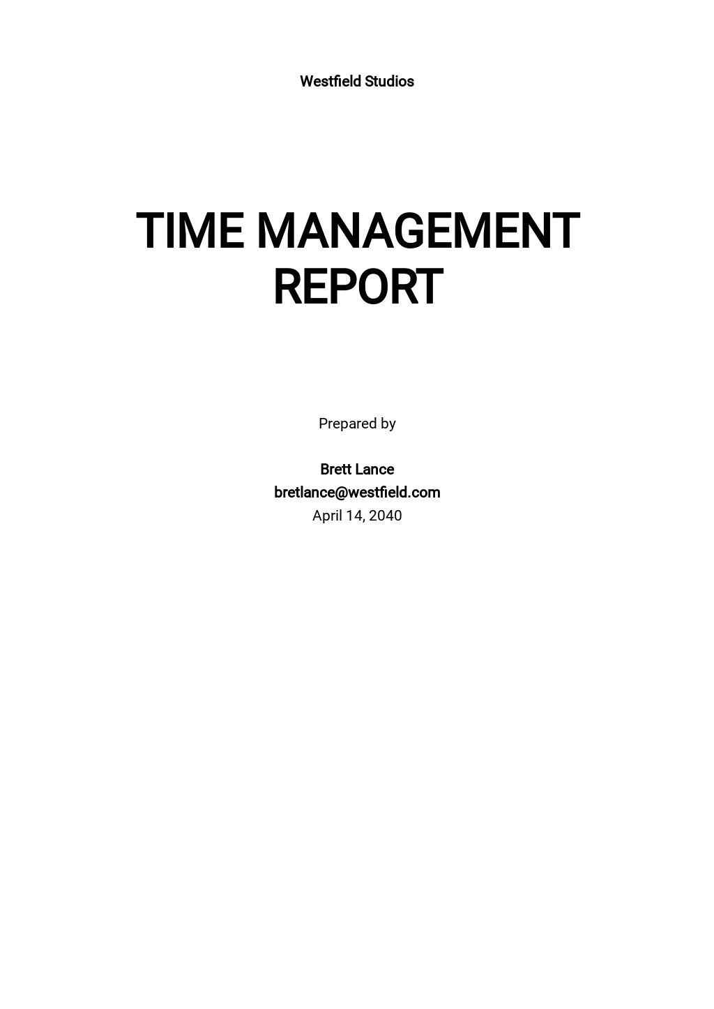 templete for time management report free 2