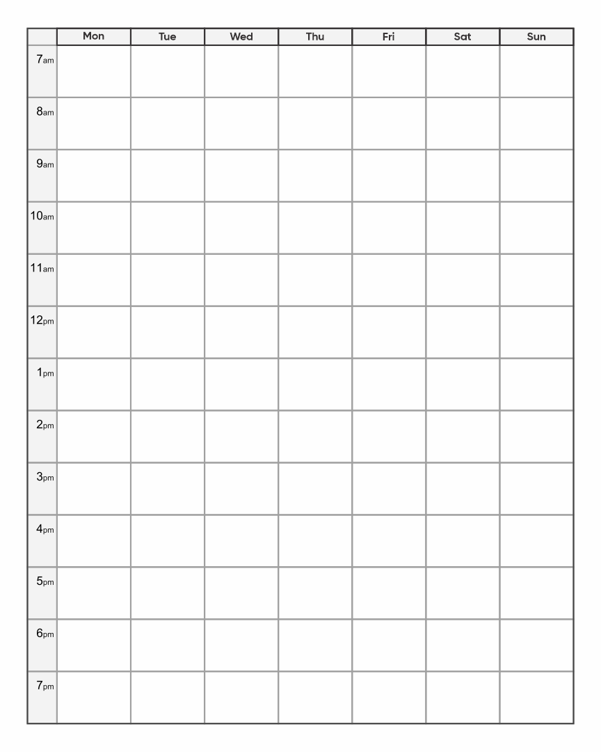 weekly calendar template with time slots 14