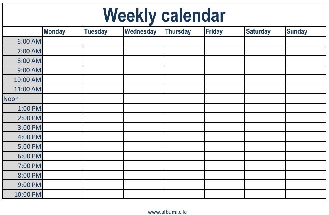 weekly calendar template with time slots 15