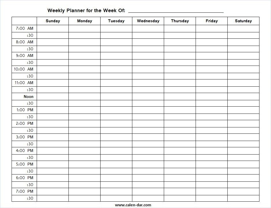 weekly calendar template with time slots 17